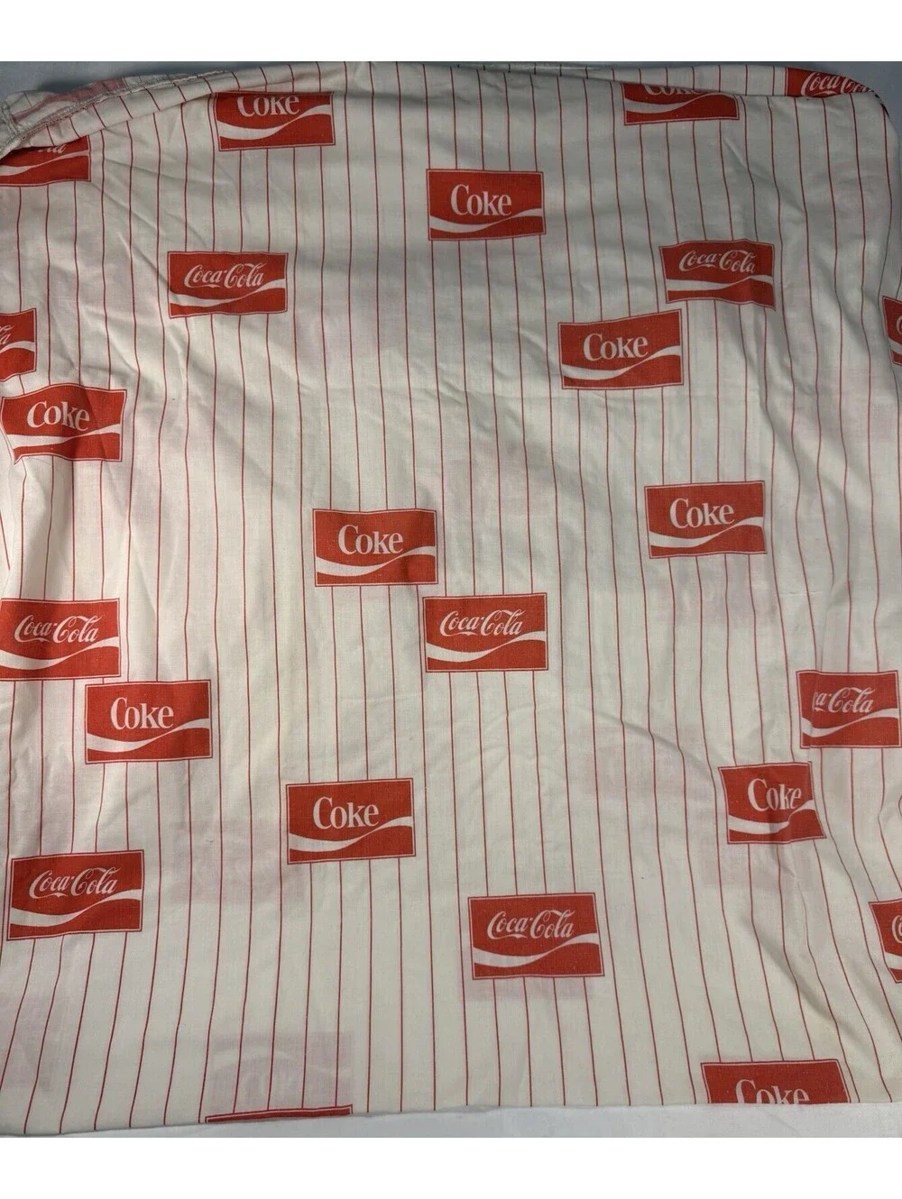 Vintage Coca Cola Full Fitted Sheet Only Fabric PolyesterCotton Blend Retro Soda